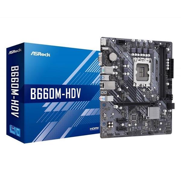 MB ASROCK B660M-HDV SKT1700 *12 GEN* DDR4 M.2 HDMI VGA DP USB3.2