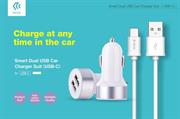 DEVIA SUIT CARICA AUTO DOPPIO USB TO TYPE-C 3.1A WHITE