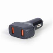 TECHMADE GEMBIRD 2-port USB CAR FAST CHARGER,36 W, NERO