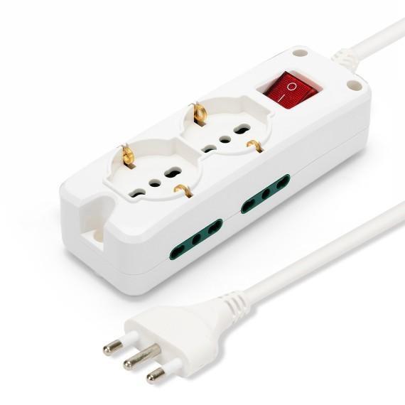 VELAMP MULTIPRESA 4 BIPASSO 10/16+2 SHUKO CON INTERRUTTORE WHITE