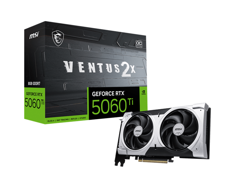 VGA MSI RTX 5060 TI VENTUS 2X OC PLUS 8GB GDDR7 3*DP HDMI