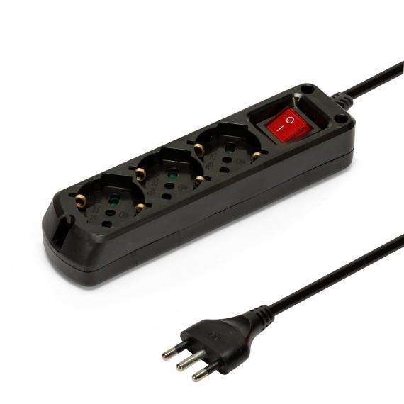 VELAMP MULTIPRESA BIPASSO 10/16 3 SHUKO CON INTERRUTTORE BLACK