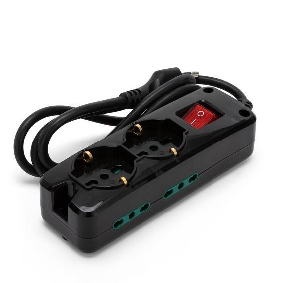 VELAMP MULTIPRESA 4 BIPASSO 10/16+2 SHUKO CON INTERRUTTORE BLACK
