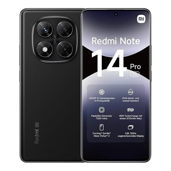 SMARTPHONE XIAOMI REDMI NOTE 14 PRO 5G 12+512GB DS BLACK EUROPA