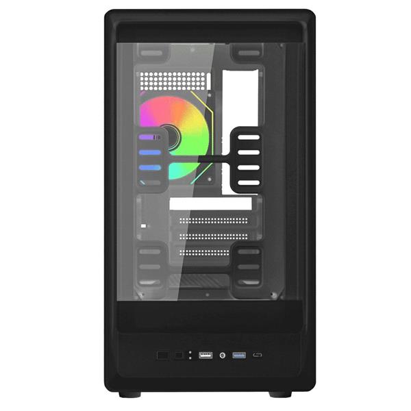 CASE NOUA NEXUS PK100 NERO 0.5MM SPCC 2*U3 1*USB-C ARGB GLASS