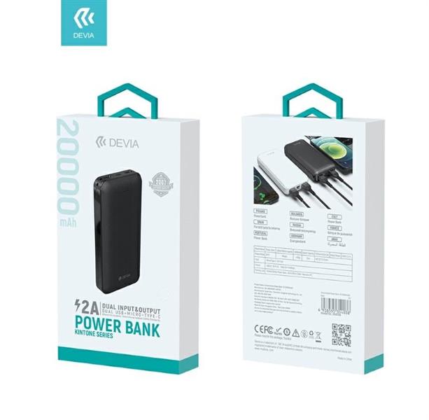 DEVIA POWER BANK GUARDIAN 20.000 MAH 2 USCITE 5V 2.1A WHITE