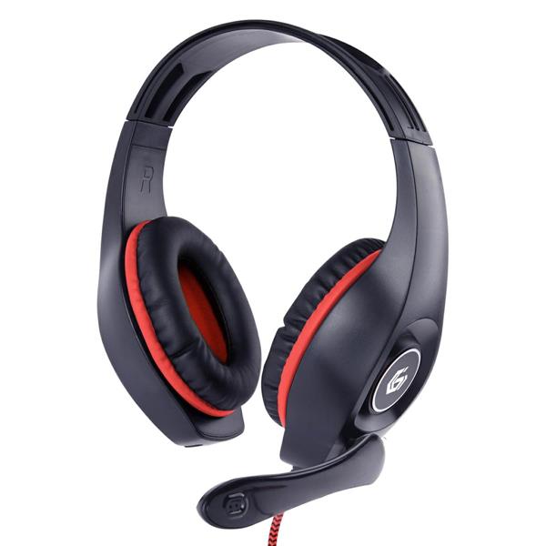 TECHMADE GEMBIRD CUFFIE GAMING CON CONTROLLO VOLUME ROSSO-NERE