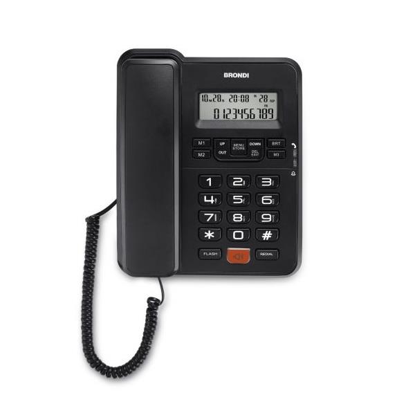 TELEFONO FISSO BRONDI OFFICE DESK NERO DATA E ORA E VIVAVOCE