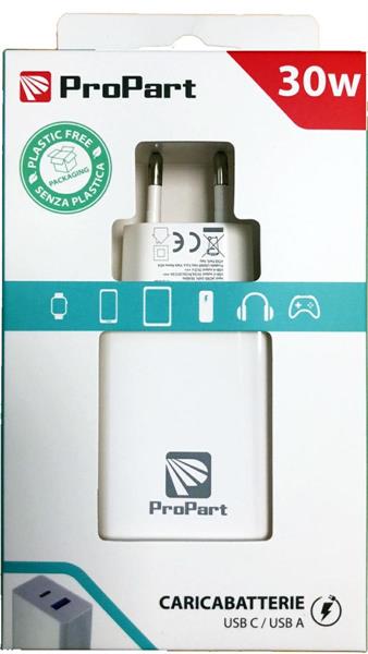 PROPART CARICA BATTERIE 30W PD USB-A + TYPE-C