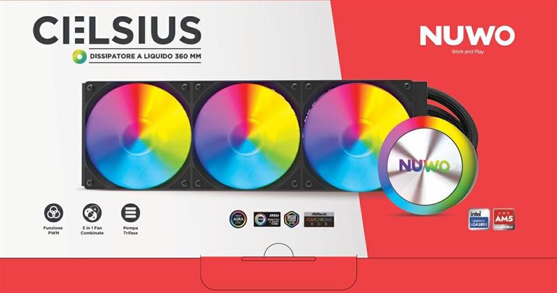 DISSIPATORE CPU NUWO LIQUID CELSIUS 360MM ARGB 3*120MM