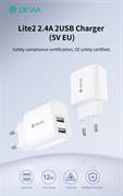 DEVIA CARICABATTERIE 2.4A 2 USCITE USB-A 5V 12W WHITE