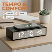 TECHMADE CLOCK SVEGLIA DIGITALE CON RICARICA WIRELESS 15W