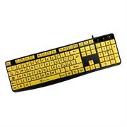 TECHMADE TASTIERA CON FILO USB TASTI GIALLI BIG FONT LAYOUT