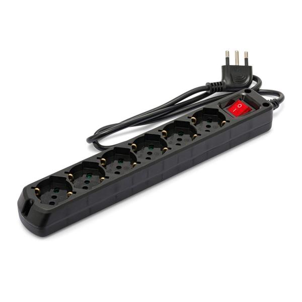 VELAMP MULTIPRESA 6 BIPASSO 10/16 6 SHUKO CON INTERRUTTORE BLACK