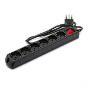 VELAMP MULTIPRESA 6 BIPASSO 10/16 6 SHUKO CON INTERRUTTORE BLACK