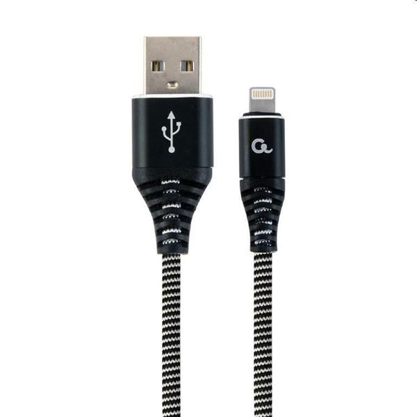 CAVO DATI INTRECCIATO IN COTONE USB/LIGHTING 1 MT NERO/BIANCO