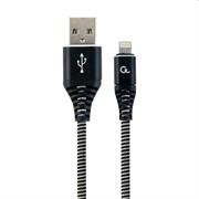 CAVO DATI INTRECCIATO IN COTONE USB/LIGHTING 1 MT NERO/BIANCO
