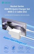 DEVIA CARICA BATTERIE PD 45W CON CAVO TYPE-C TYPE-C WHITE