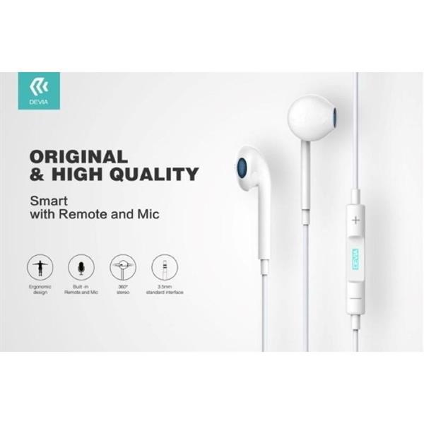 DEVIA AURICOLARI SMART CON MICROFONO E CONTROLLO 1.2MT BIANCO ACCESSORI TELEFONIA Moon Computer srl