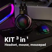 KIT GAMING NOUA URANUS 3IN1 CUFFIE E MOUSE 7200DPI RGB+TAPPETIN